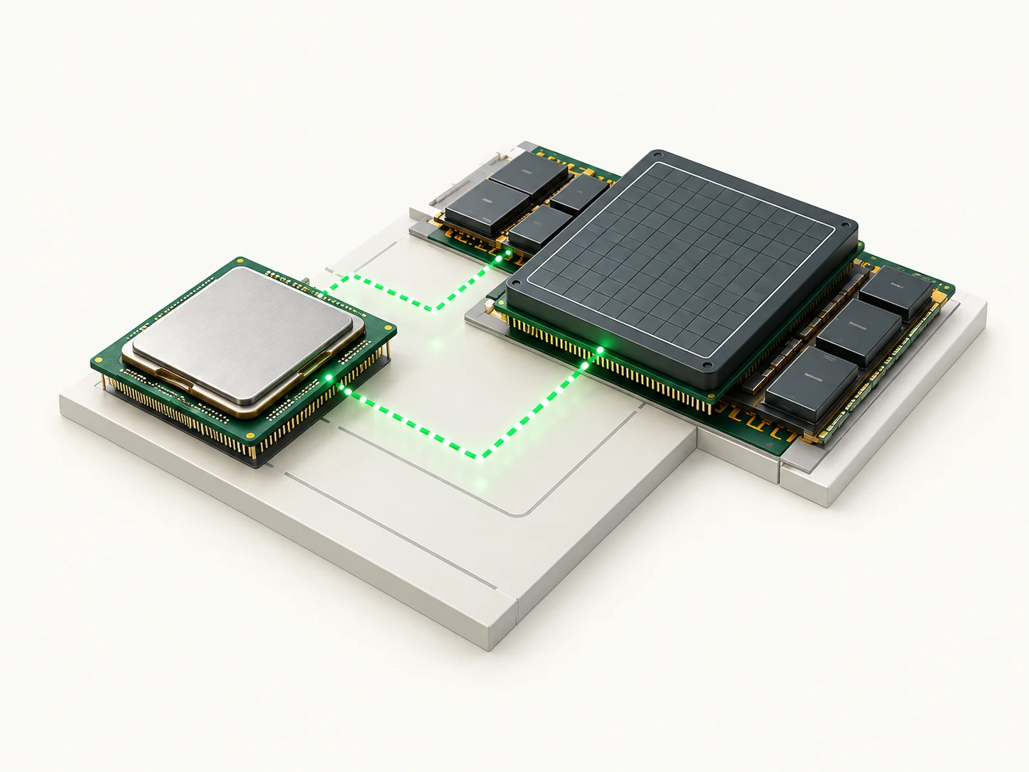 Conceptual processor and GPU connected by data paths